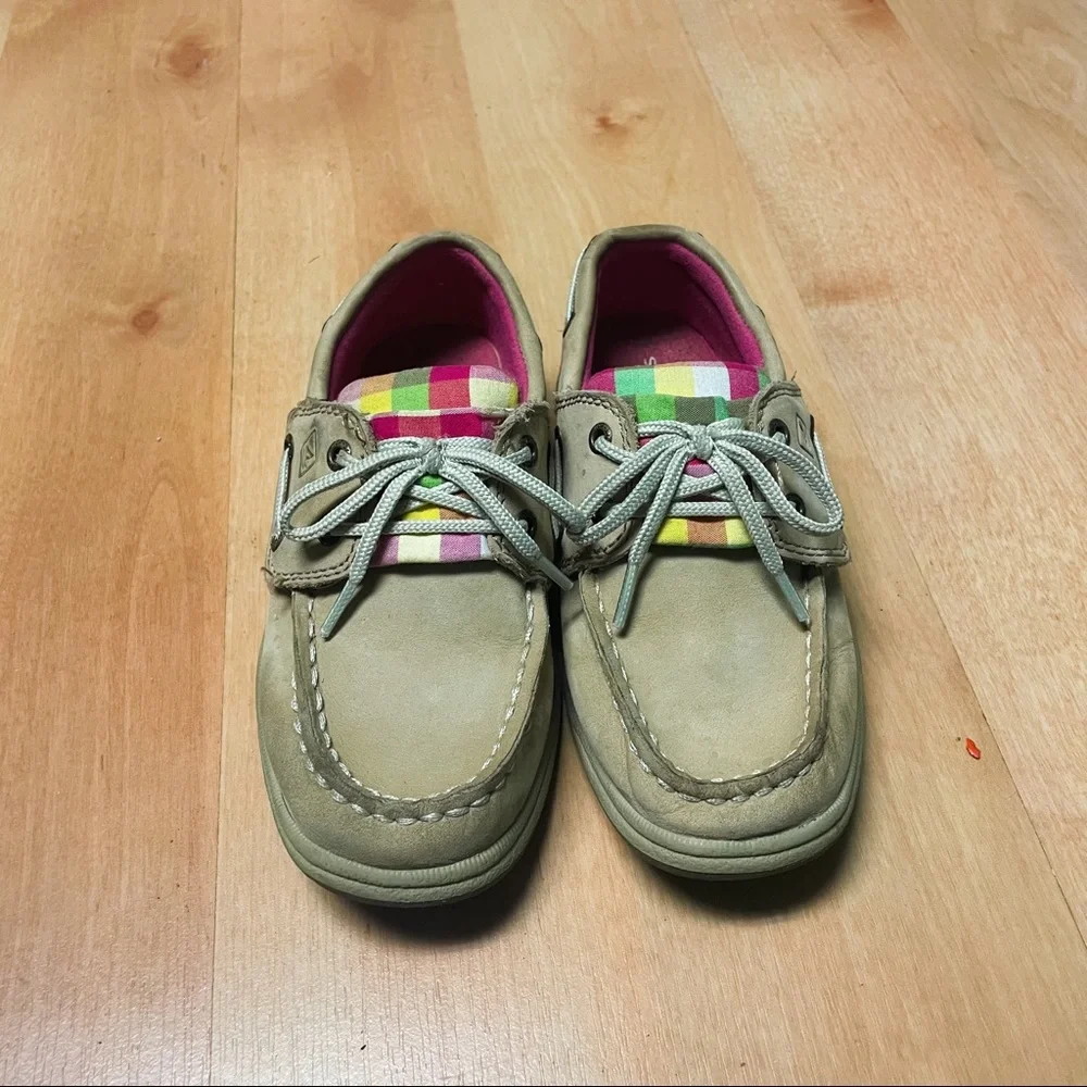 Sperry Multi-Color Plaid Intrepid AC Girls Slip On Loafer Boat Shoes Size 11
